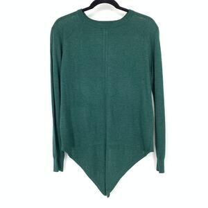 Mango Pullover Tie Front Sweater Womens Size XS Dark Green Crew Neck